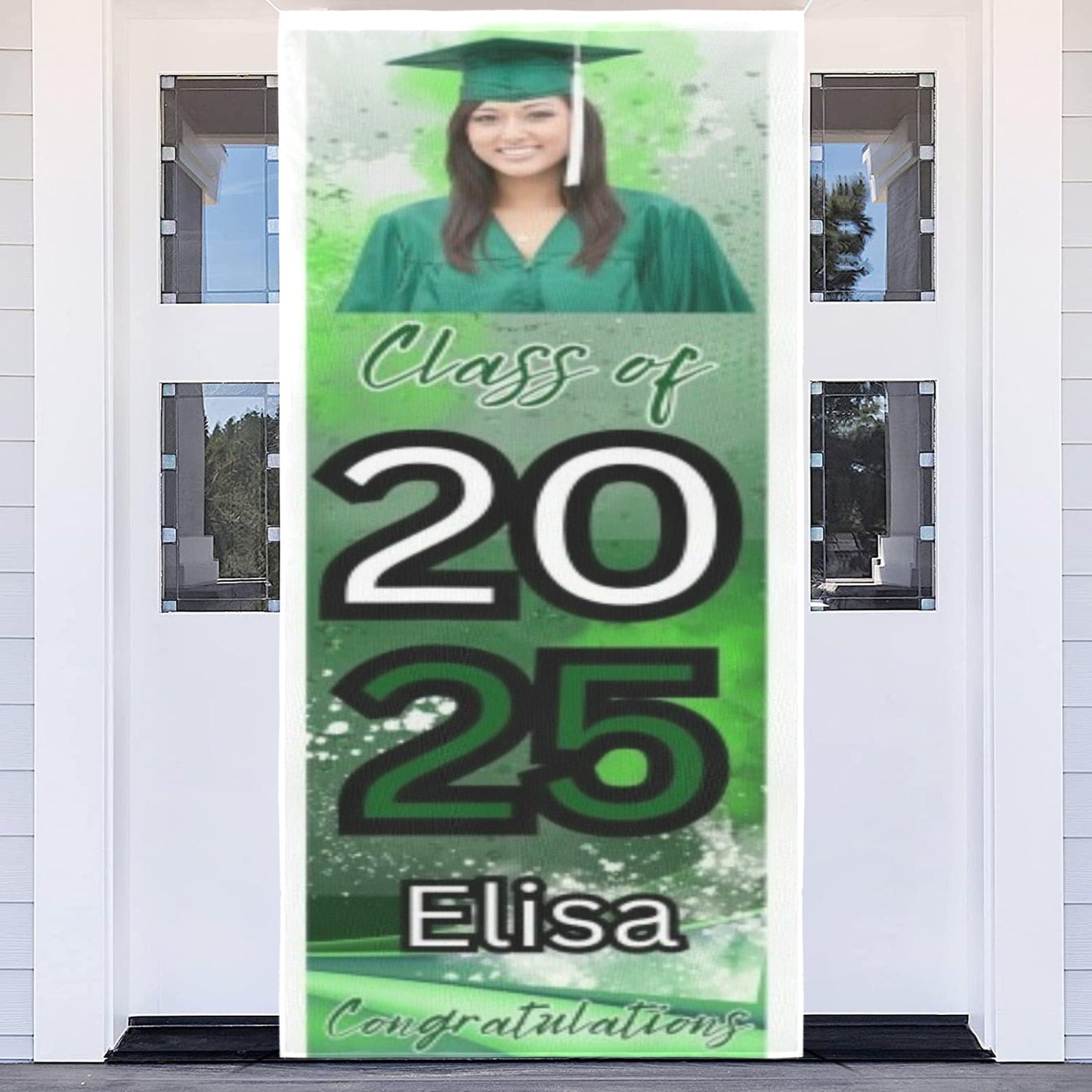 Grad Green door sign custom photo with background Door Banner