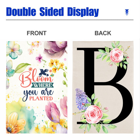 Garden Flag Bloom where youre planted 2 sided Linen Garden Flag 12''x18''