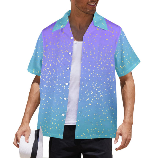 purple-blue gradient mens hawaiin shirt button down front Men's All Over Print Hawaiian Shirt (Model T58)