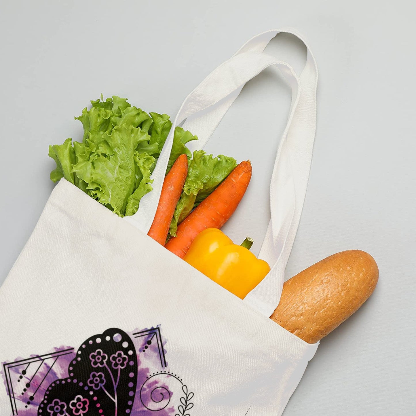 Canvas Tote Bag Purple Butterfly See Beauty Within Cotton Tote Bag (One Side Printing)