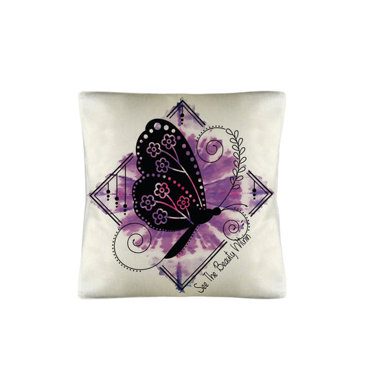 Pillow Purple Butterfly See Beauty Within Linen Pillow Case 18"x18" (One Side)