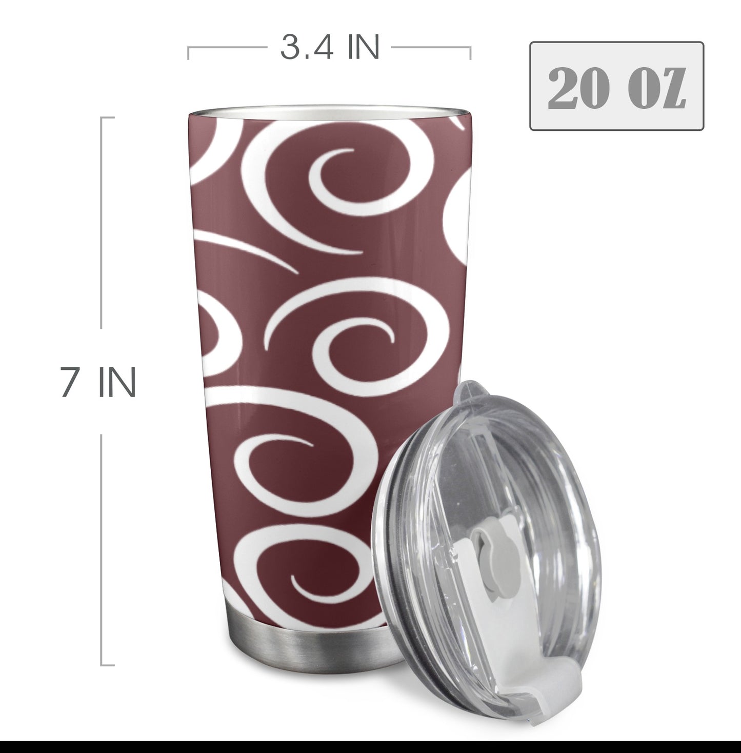 grey swirl maroon background 20oz Mobile Tumbler with Clear Slide Lid