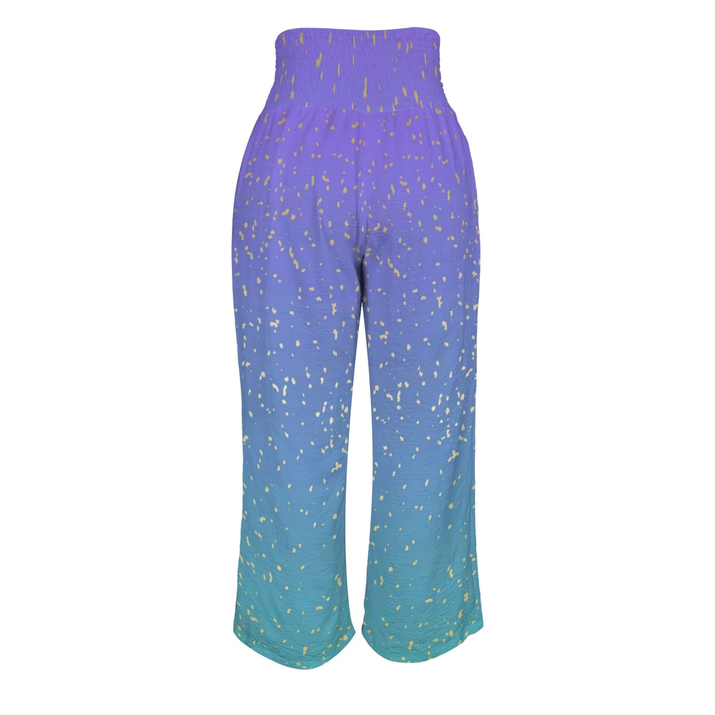 purple-blue gradient womens wide leg elastic waist pants Elastic High Waist Pocket Wide Leg Pants