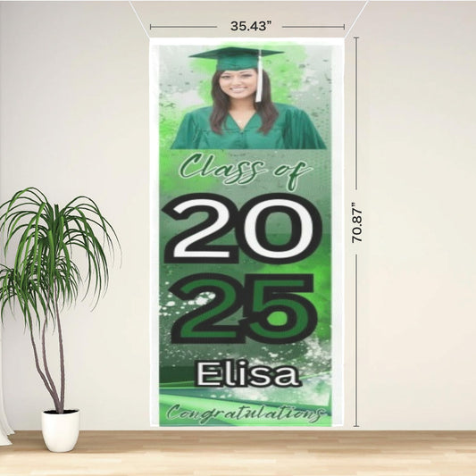Grad Green door sign custom photo with background Door Banner